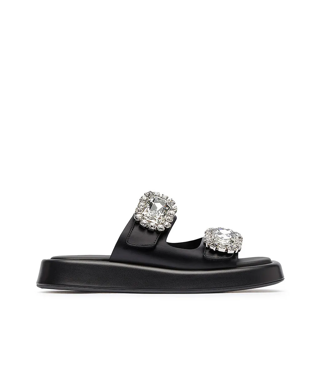 Bijoux black leather sandals