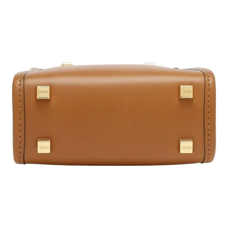     Fendi   Sunshine Embossed Logo Adjustable Strap Cowhide Shoulder Bag