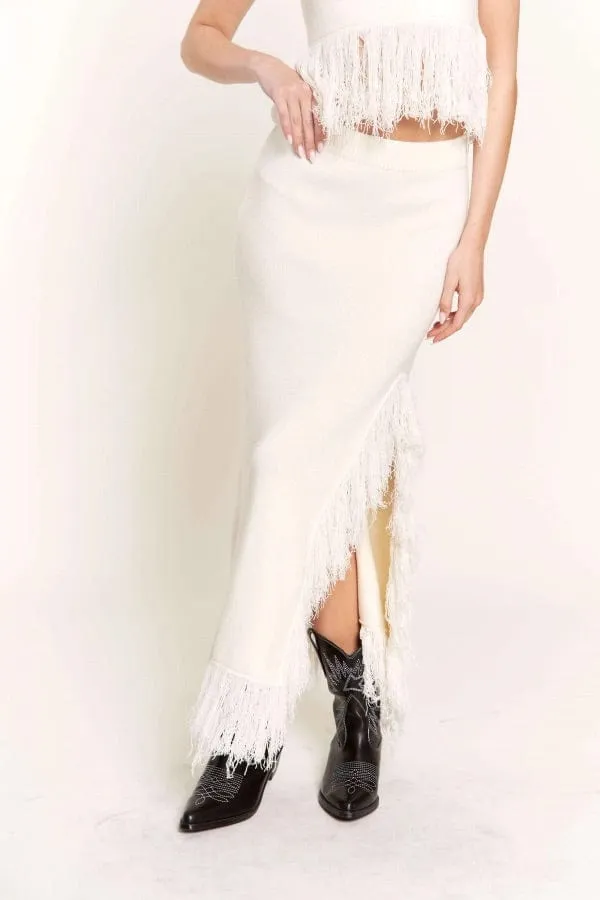 Fringed Sweater Skirt