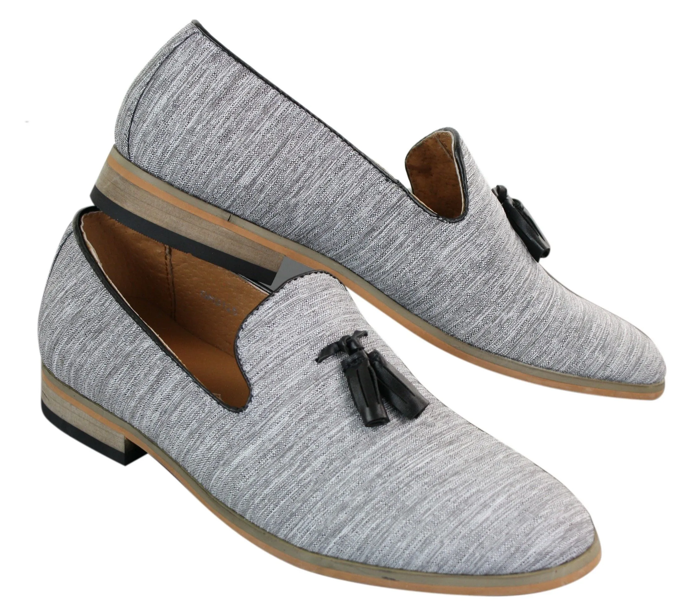 Galax GH3126 - Mens Slip On Tassel Driving Shoes Loafers Light Smart Casual Black Blue Italian