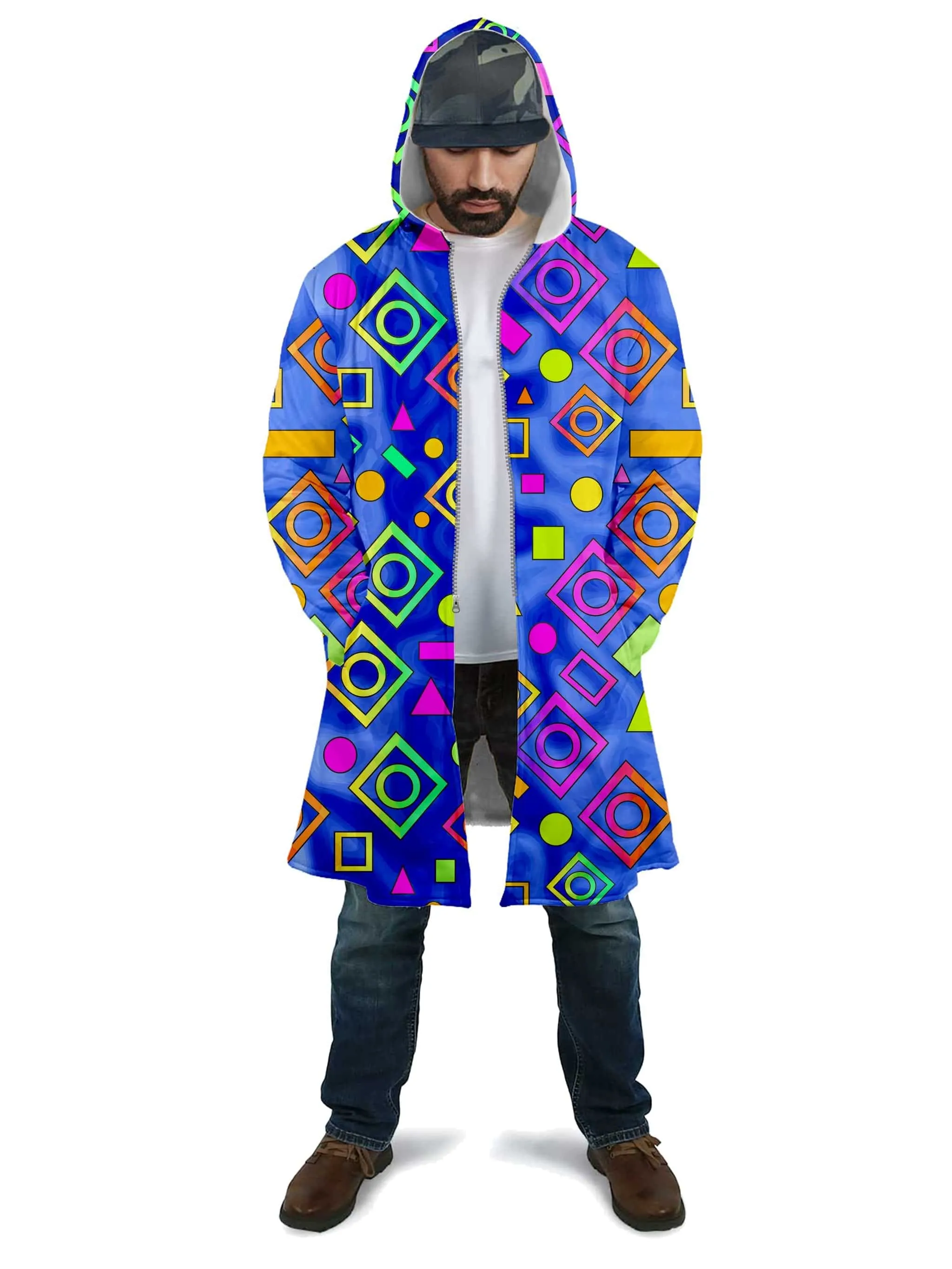 Geometric On Blue Cloak