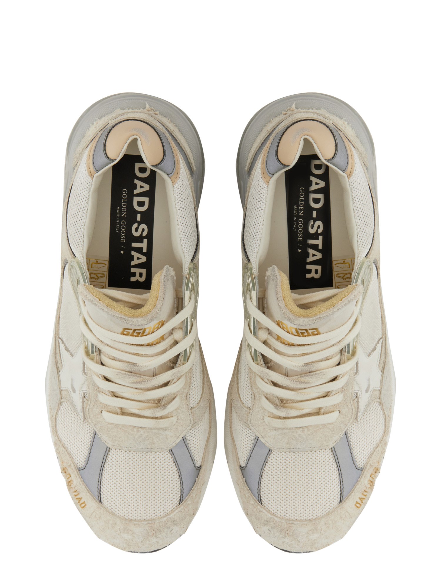 GOLDEN GOOSE    DAD LEATHER AND MESH RUNNING SNEAKER
