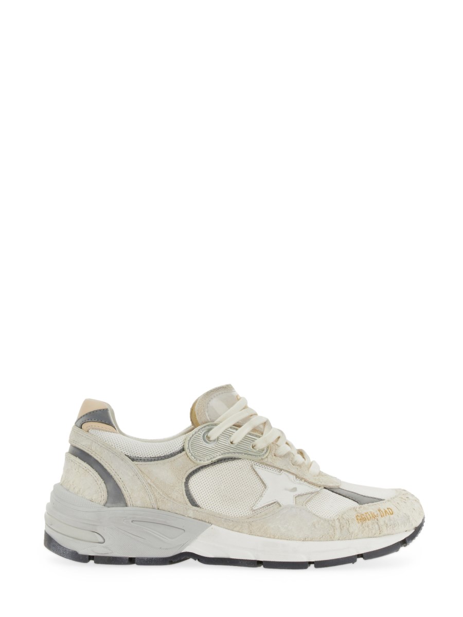 GOLDEN GOOSE    DAD LEATHER AND MESH RUNNING SNEAKER