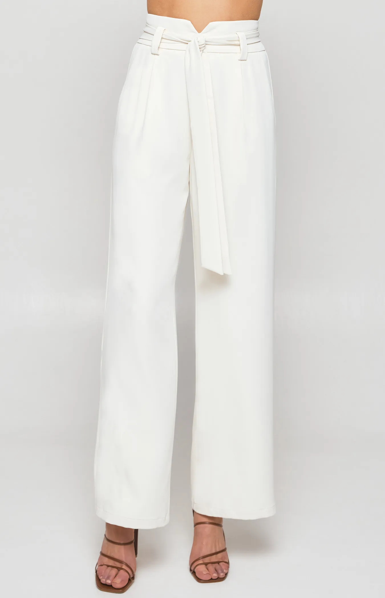 High Waisted Pants with V Detail and Belt (SPA421A)
