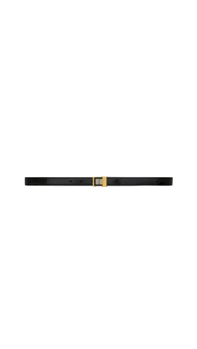 La 66 Buckle Thin Belt In Shiny Leather - Black