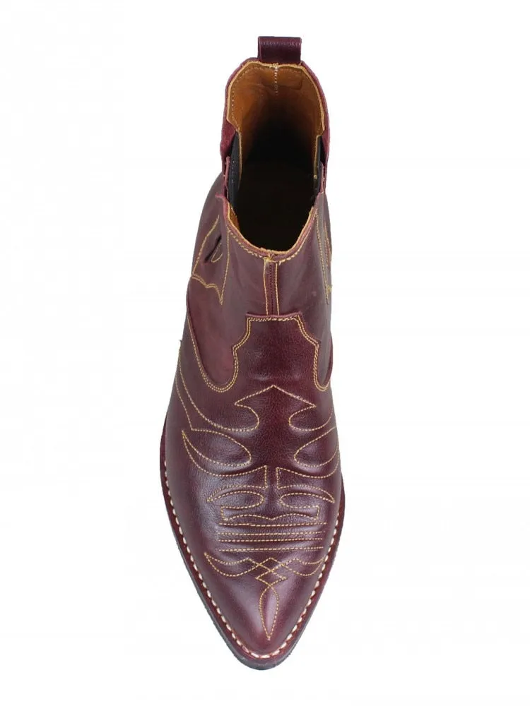 Men's Vintage Genuine Leather Block Heel Pointed Toe Zipper Ankle Boots