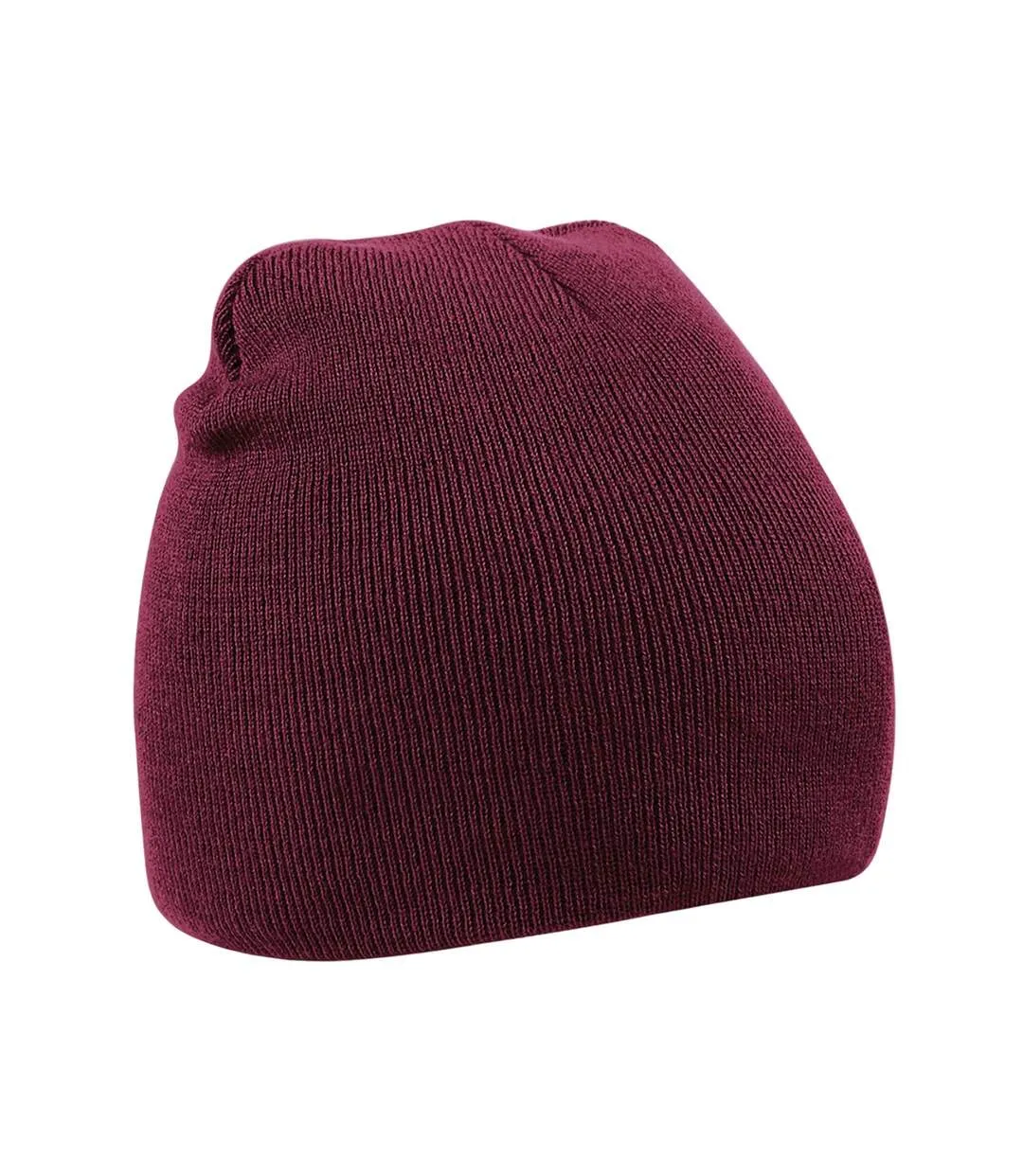Plain basic knitted winter beanie hat burgundy Beechfield
