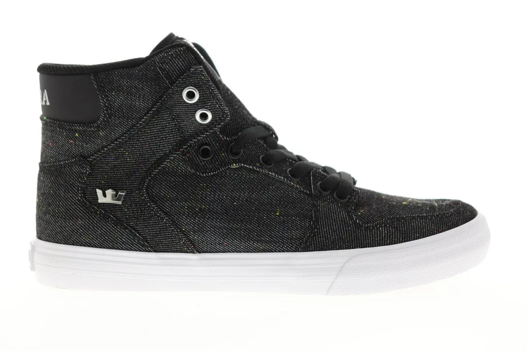 Supra Vaider 08204-037-M Mens Black Canvas Surf High Top Skate Sneakers Shoes