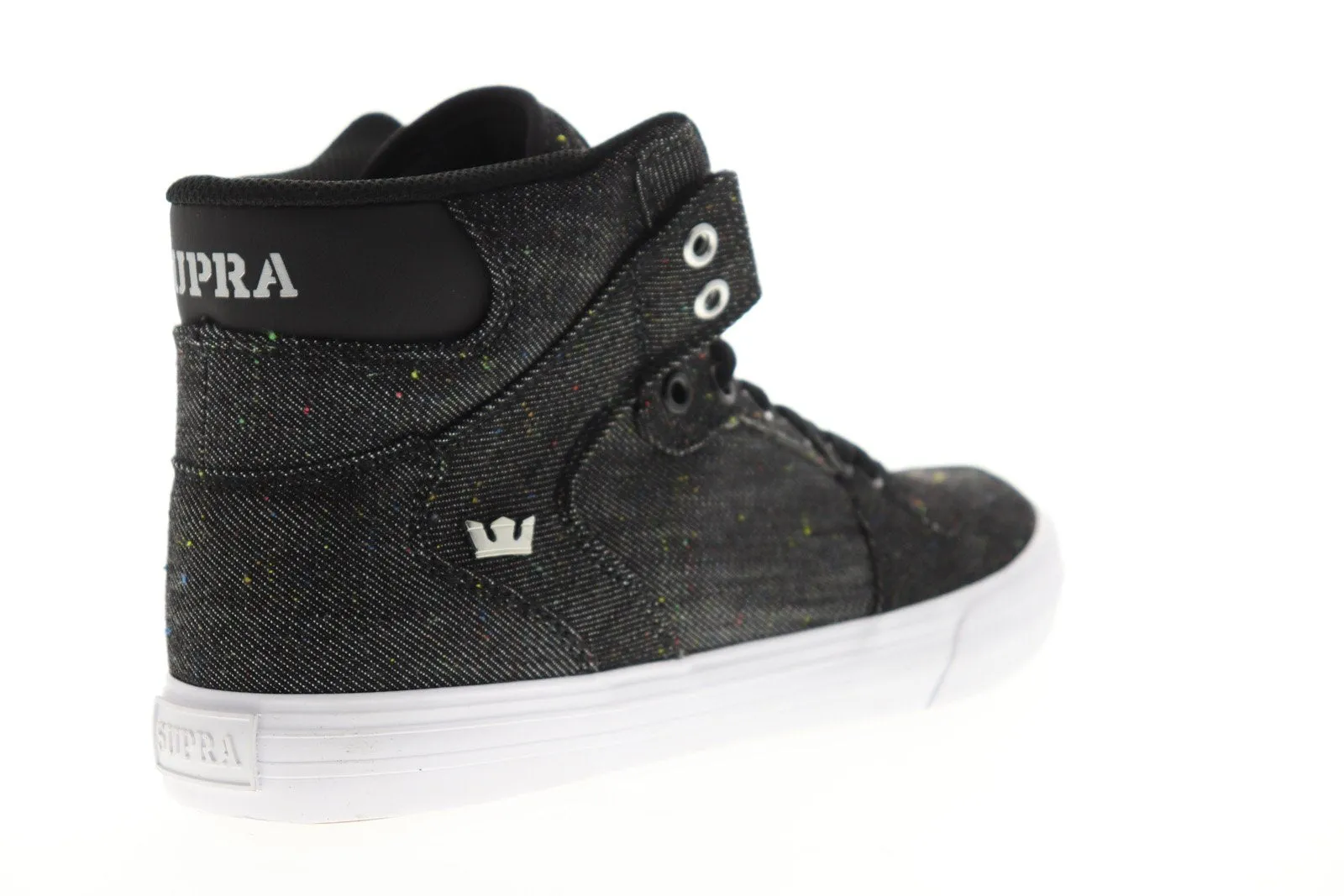 Supra Vaider 08204-037-M Mens Black Canvas Surf High Top Skate Sneakers Shoes