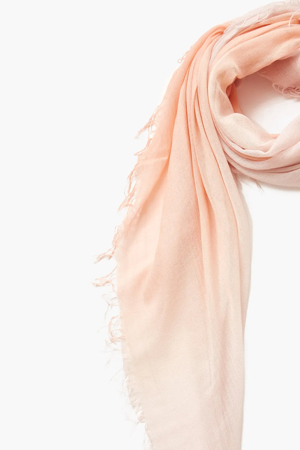 Tropical Peach Dip-Dyed Cashmere and Silk Scarf